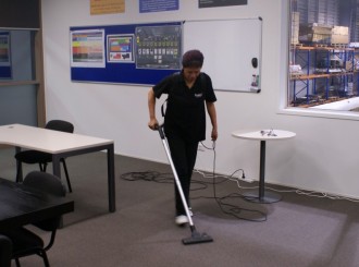 Image of commercial carpet cleaning services being carried out by Fusion Property Group
