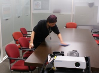 Image of a commercial office cleaning services carried out by a Fusion Property Group