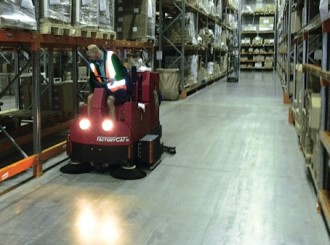 Image of industrial floor sweeping services being carried out by Fusion Property Services