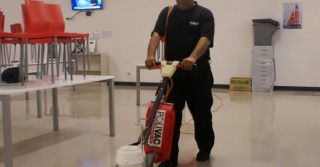 Image of commercial hard floor cleaning carried out by Fusion Property Group